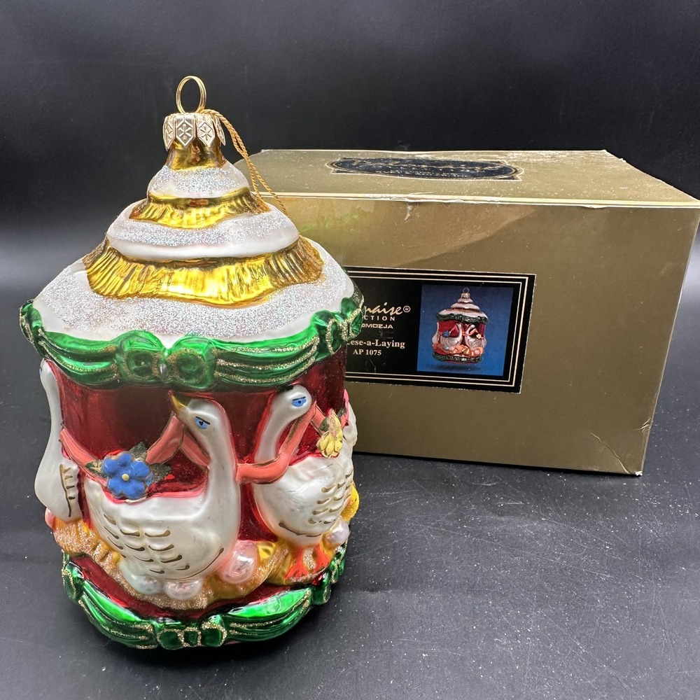 KURT ADLER POLONAISE 6 GEESE-A-LAYING ORNAMENT‎ AP 1075 5.5"
